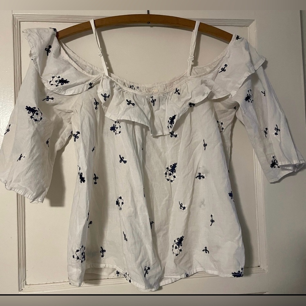 Ganji LA White Crop Top Size Medium Tomatogirl Feminine Prairie Delicate